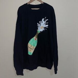 Goodie Two Sleeves Black Champagne NYE Crewneck Sweatshirt Size XL NWOT